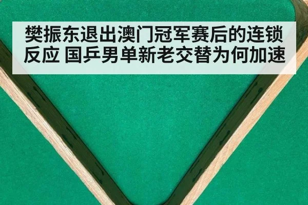 樊振东退出澳门冠军赛后的连锁反应 国乒男单新老交替为何加速